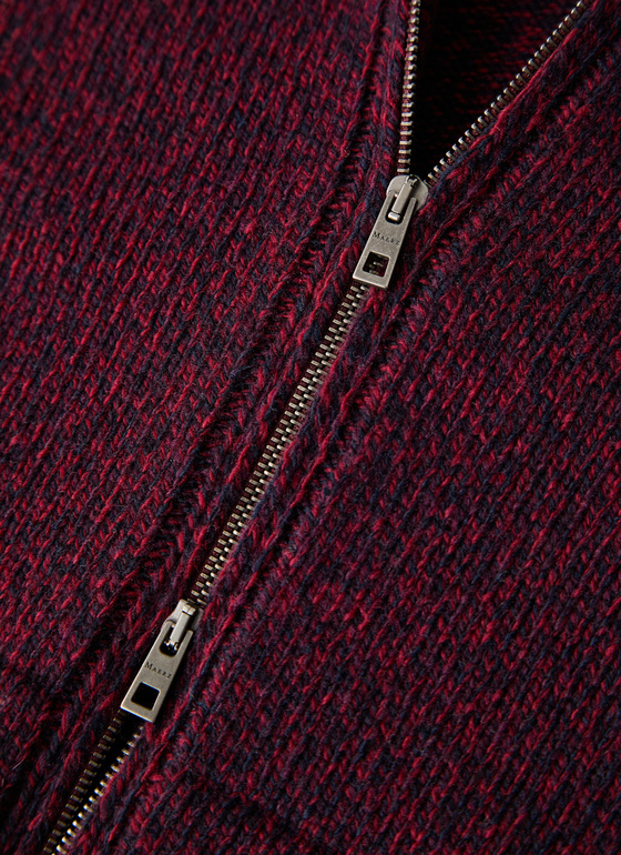 Strickjacke Zip 1/1 Arm Oxid Red Frontansicht