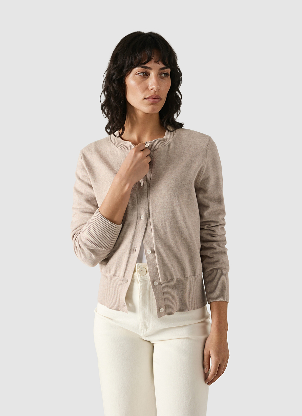 Strickjacke Schalkragen 1/1 Arm, French Oak Frontansicht