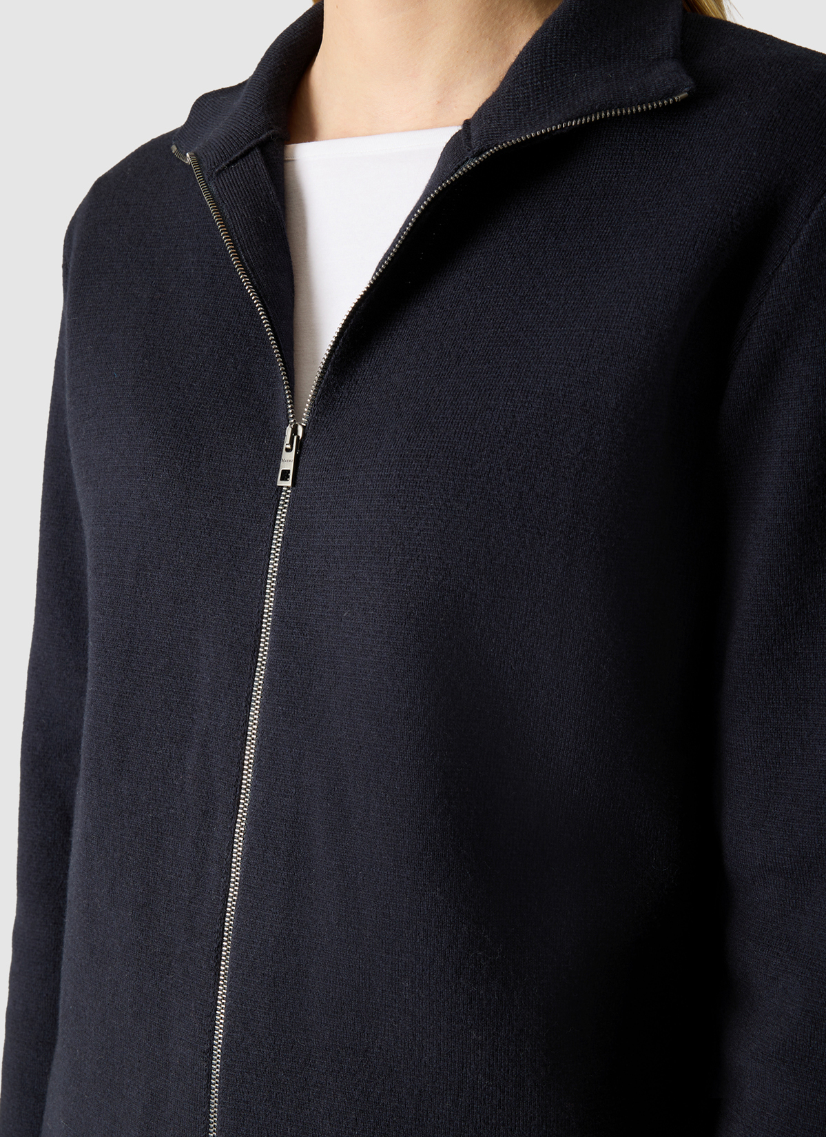 Strickjacke Zip 1/1 Arm, Navy Detailansicht 1