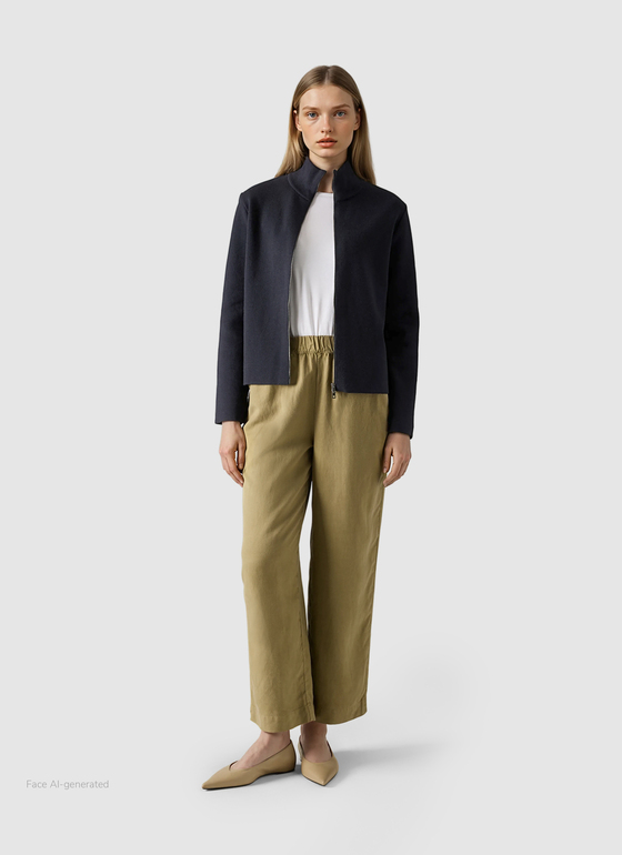 Strickjacke Zip 1/1 Arm Navy Frontansicht