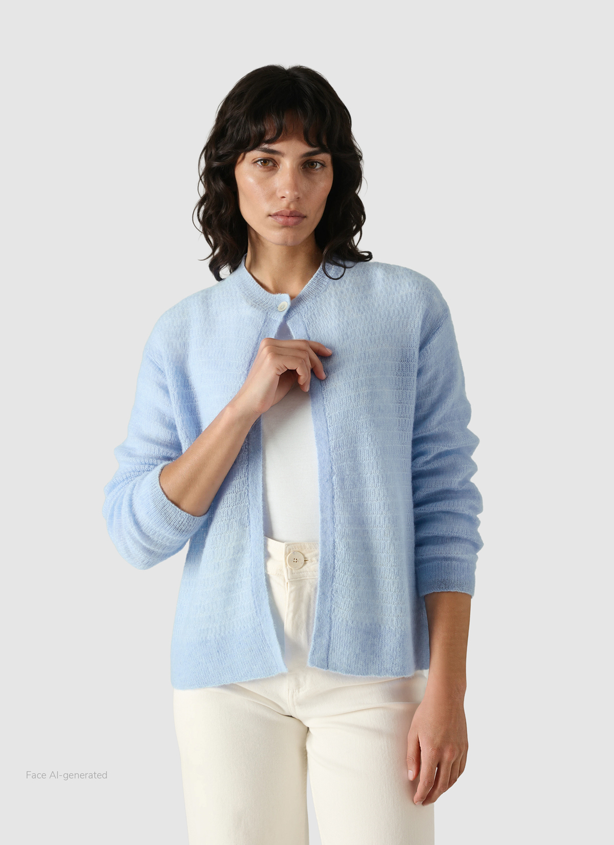 Strickjacke Knopf 1/1 Arm, Endless Sky Frontansicht