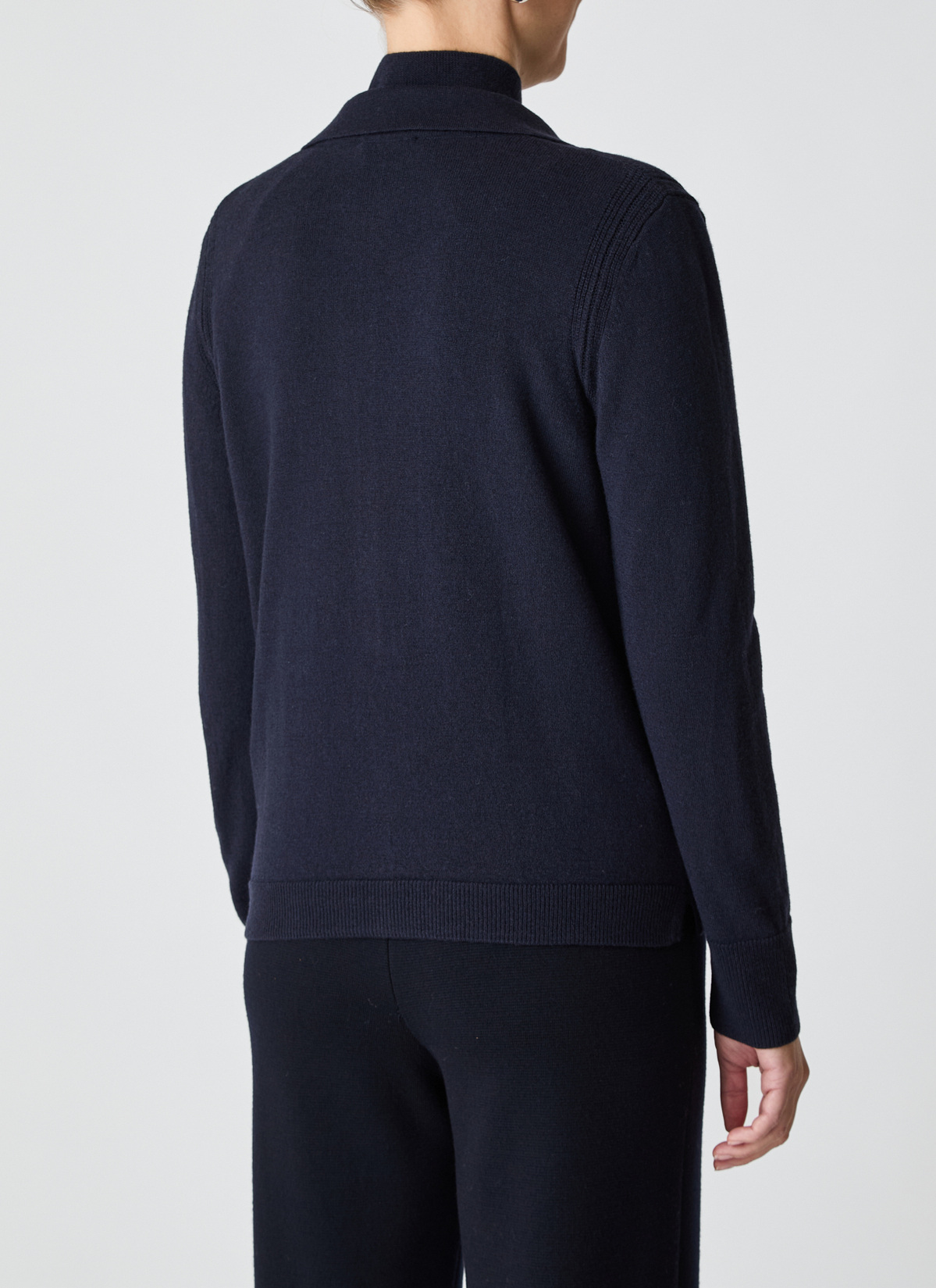 Strickjacke Knopf 1/1 Arm, Navy Rückansicht