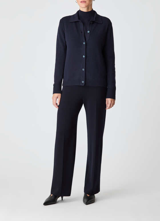 Strickjacke Knopf 1/1 Arm Navy Frontansicht