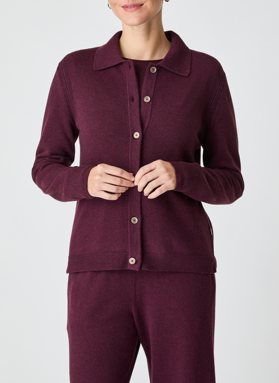 Strickjacke Knopf 1/1 Arm Oxid Red Frontansicht