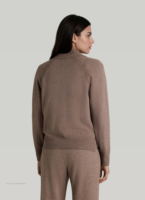 Strickjacke lang Taupe Grey Frontansicht
