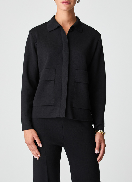 Strickjacke lang Black Frontansicht