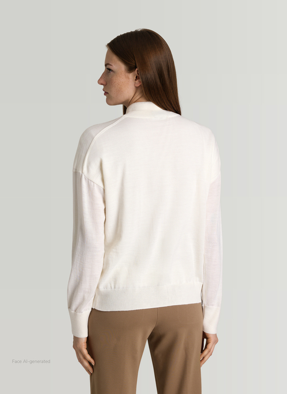 Strick Cardigan 1/1 Arm New White Frontansicht