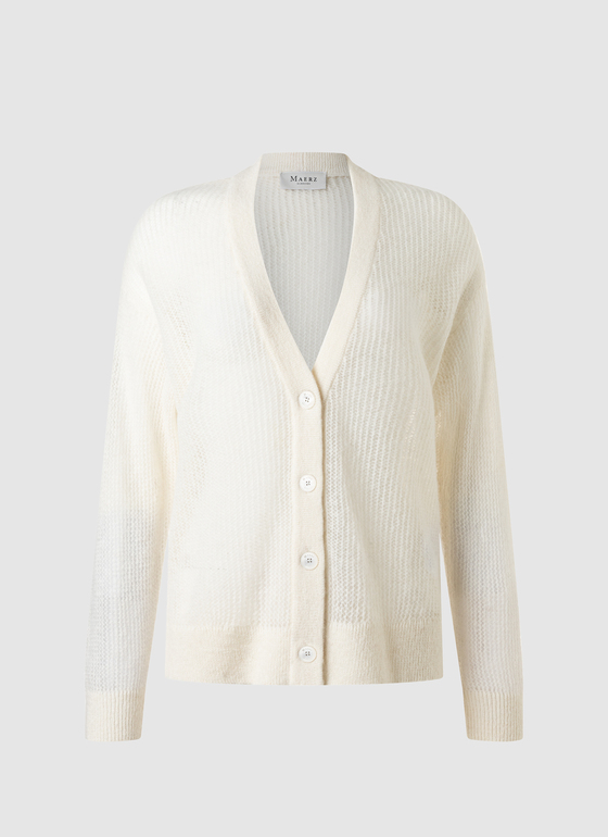 Strick Cardigan 1/1 Arm New White Frontansicht