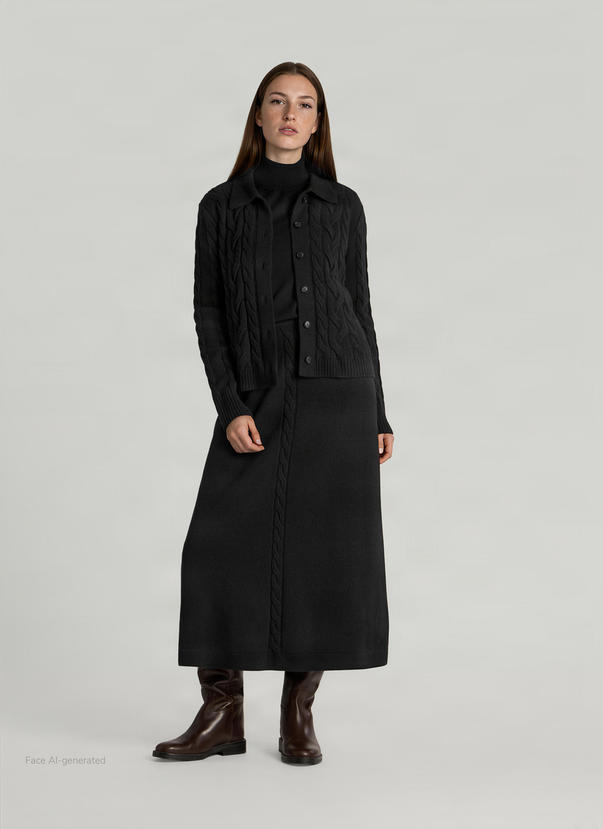 Strickjacke 1/1 Arm, Black Detailansicht 2