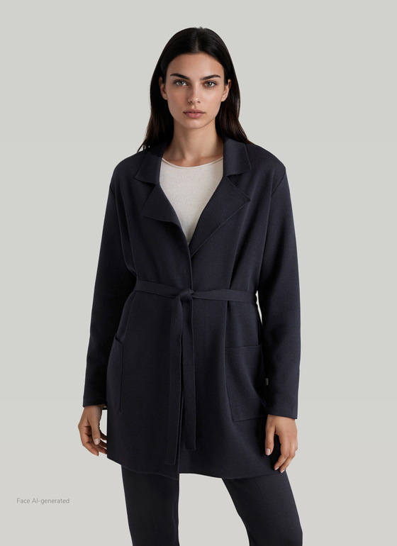 Strickjacke 1/1 Arm Navy Frontansicht