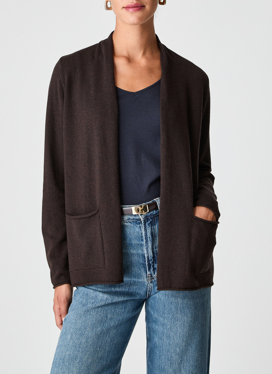 Strickjacke 1/1 Arm Dark Espresso Frontansicht