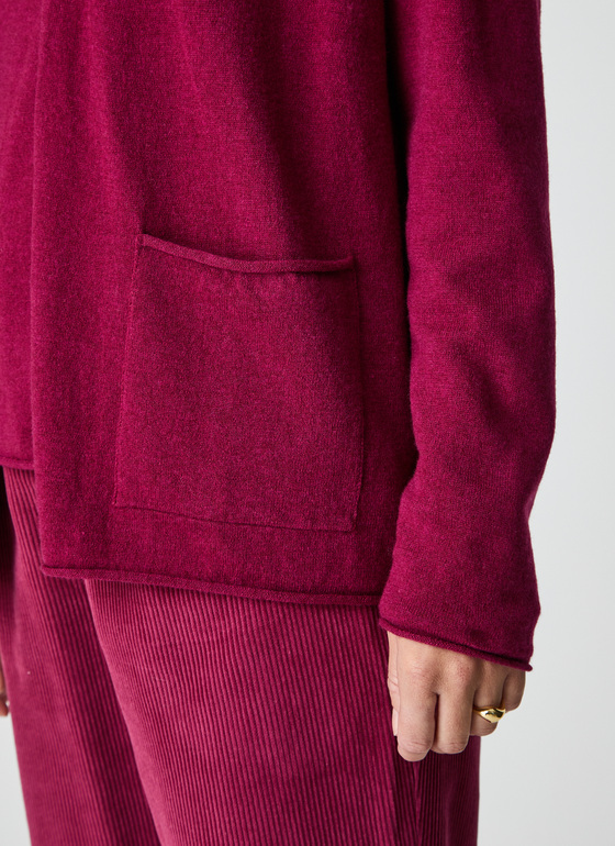 Strickjacke 1/1 Arm Bordeaux Frontansicht