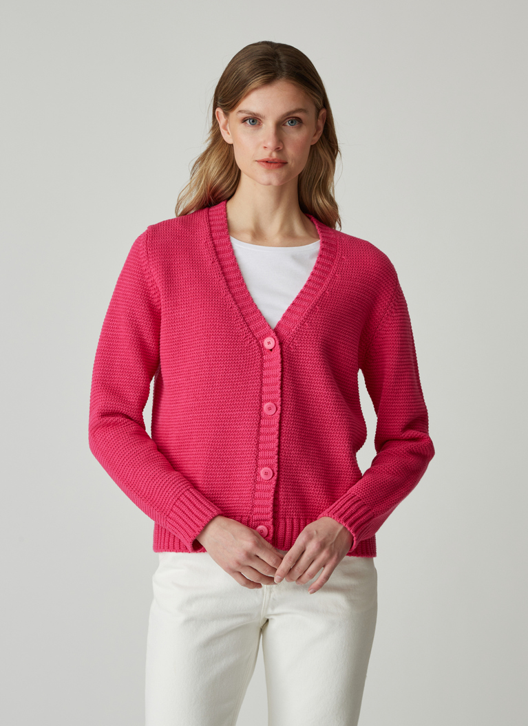 Strick Cardigan 1/1 Arm, Flush Pink Detailansicht 1
