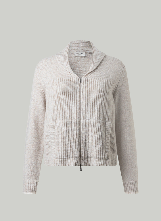 Strickjacke Zip 1/1 Arm Autumn Stone Frontansicht