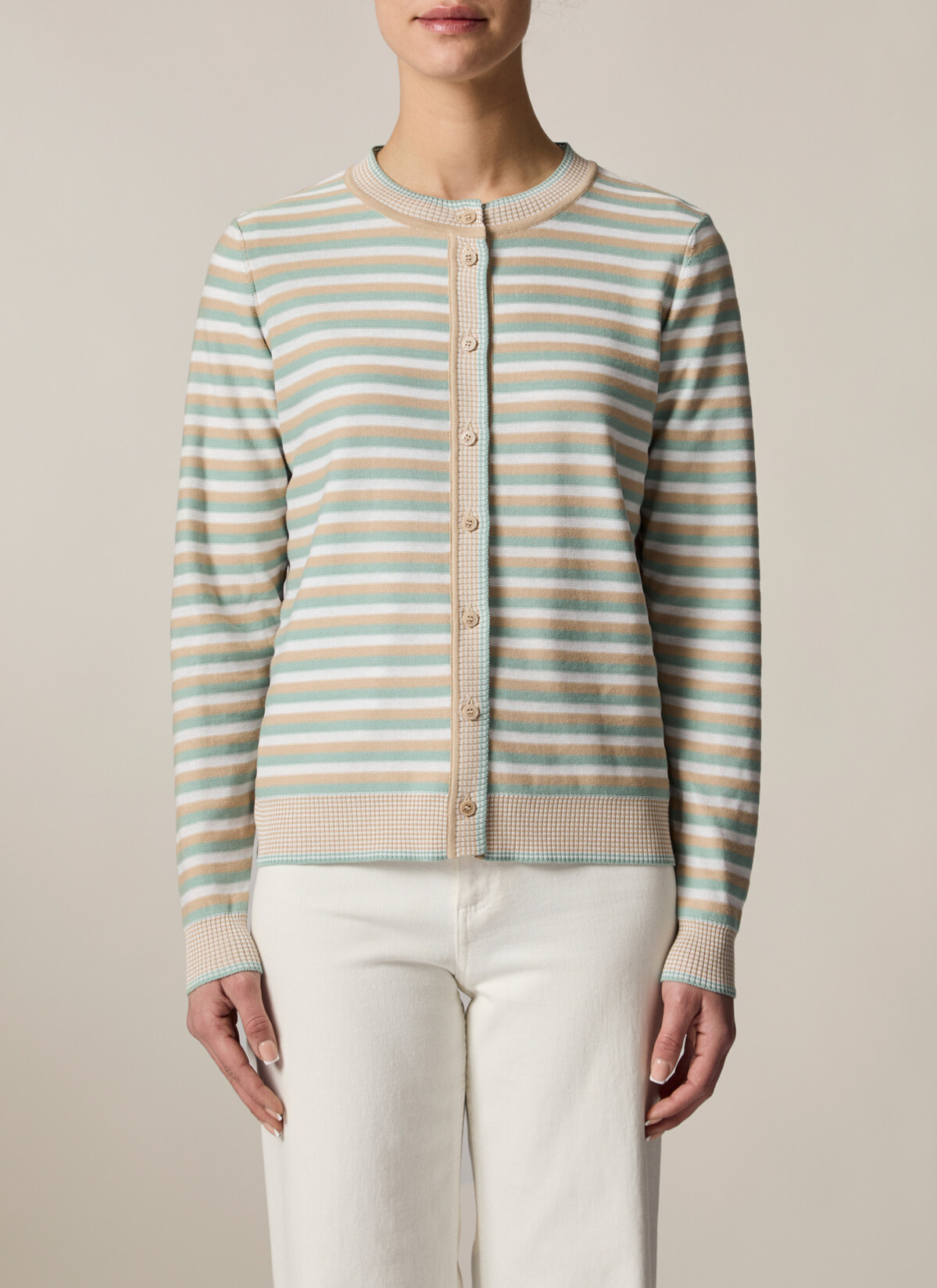 Strickjacke Knopf 1/1 Arm, Light Aqua Detailansicht 1
