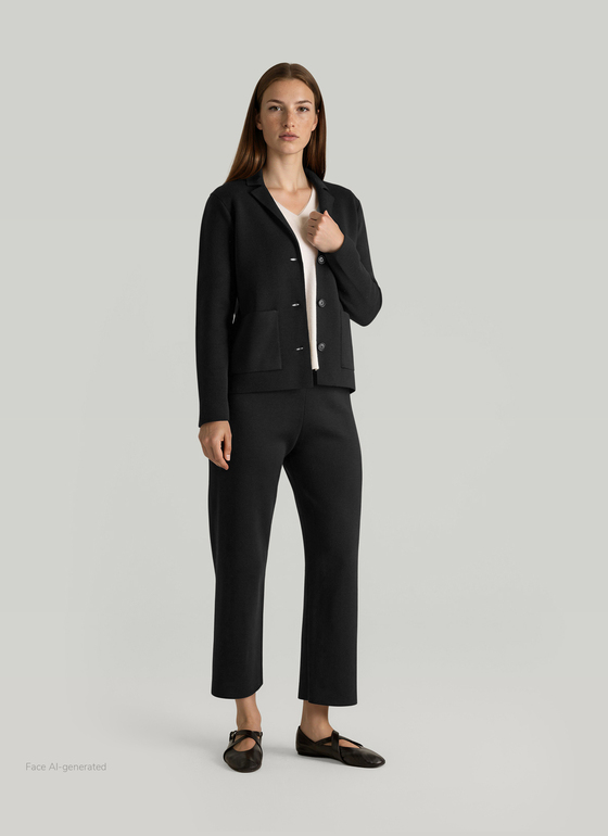 Strickjacke lang Black Frontansicht