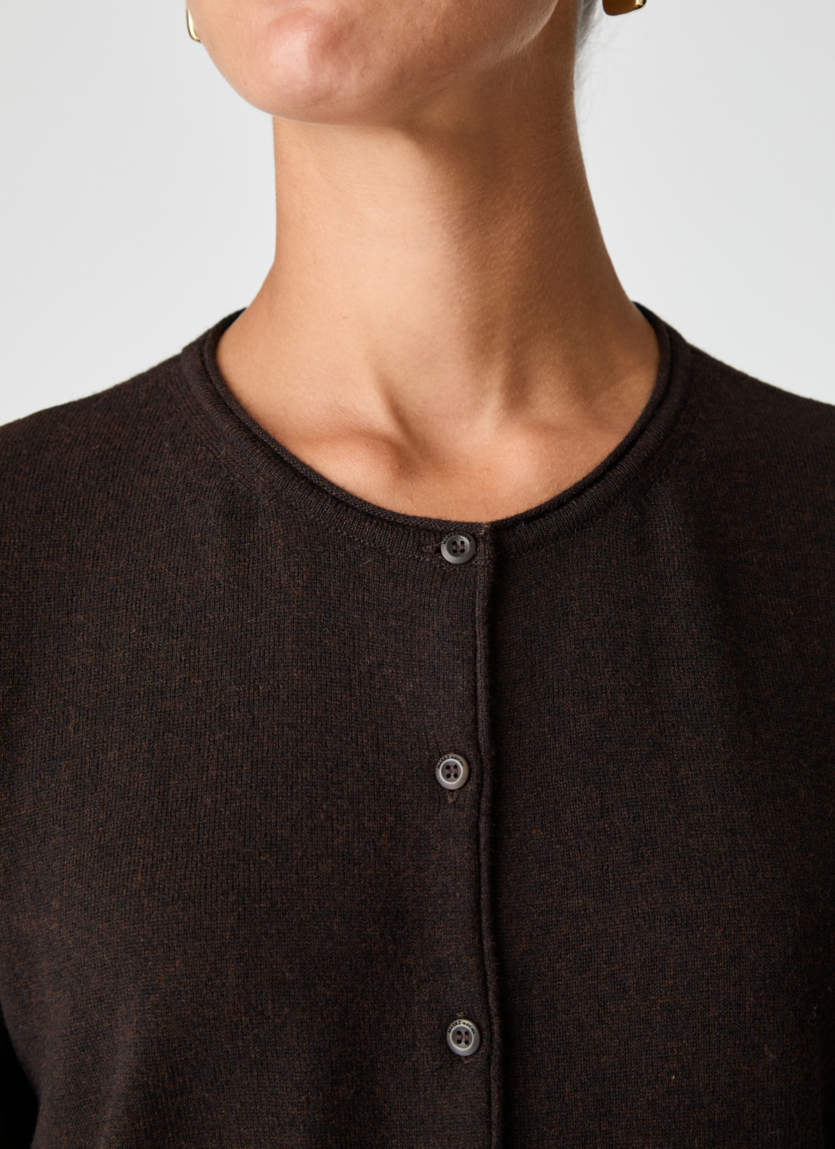 Strickjacke Knopf 1/1 Arm, Dark Espresso Detailansicht 2
