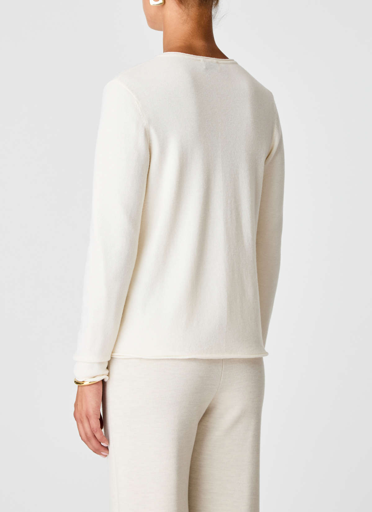 Strickjacke Knopf 1/1 Arm, New White Rückansicht