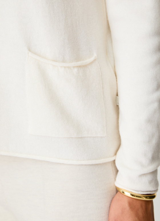 Strickjacke Knopf 1/1 Arm New White Frontansicht