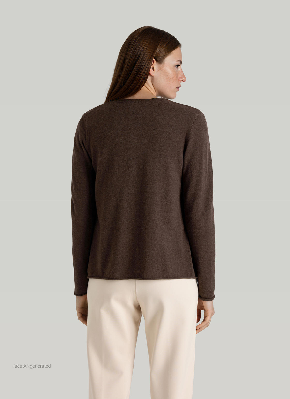Strickjacke 1/1 Arm, Dark Coffee Rückansicht