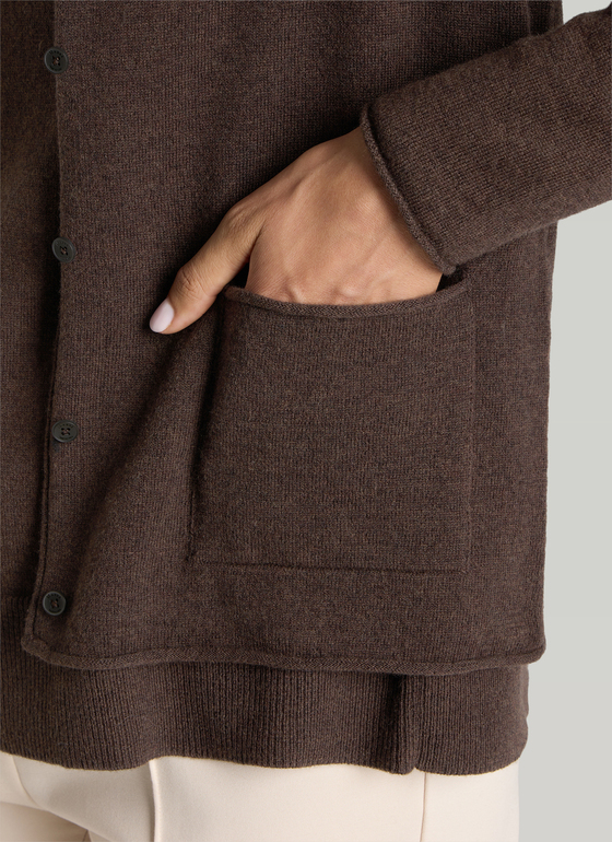 Strickjacke 1/1 Arm Dark Coffee Frontansicht