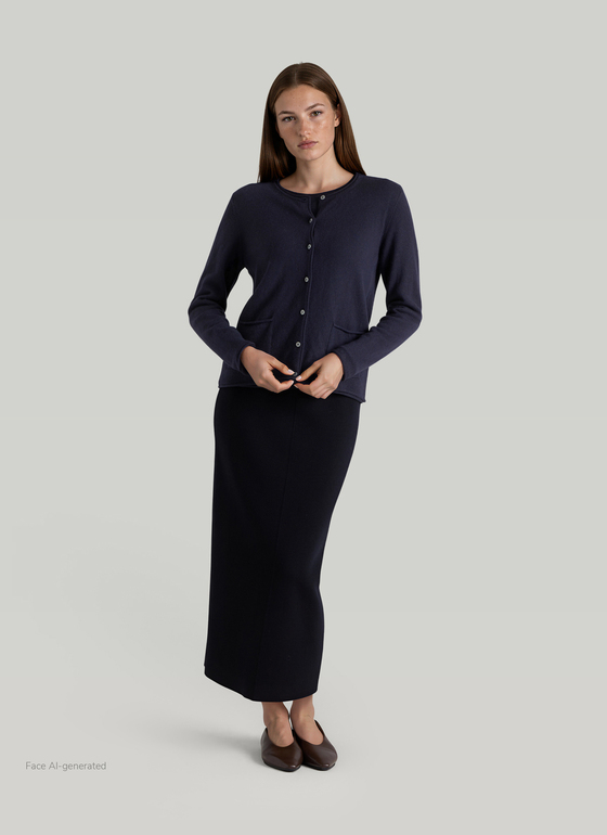 Strickjacke 1/1 Arm Navy Frontansicht