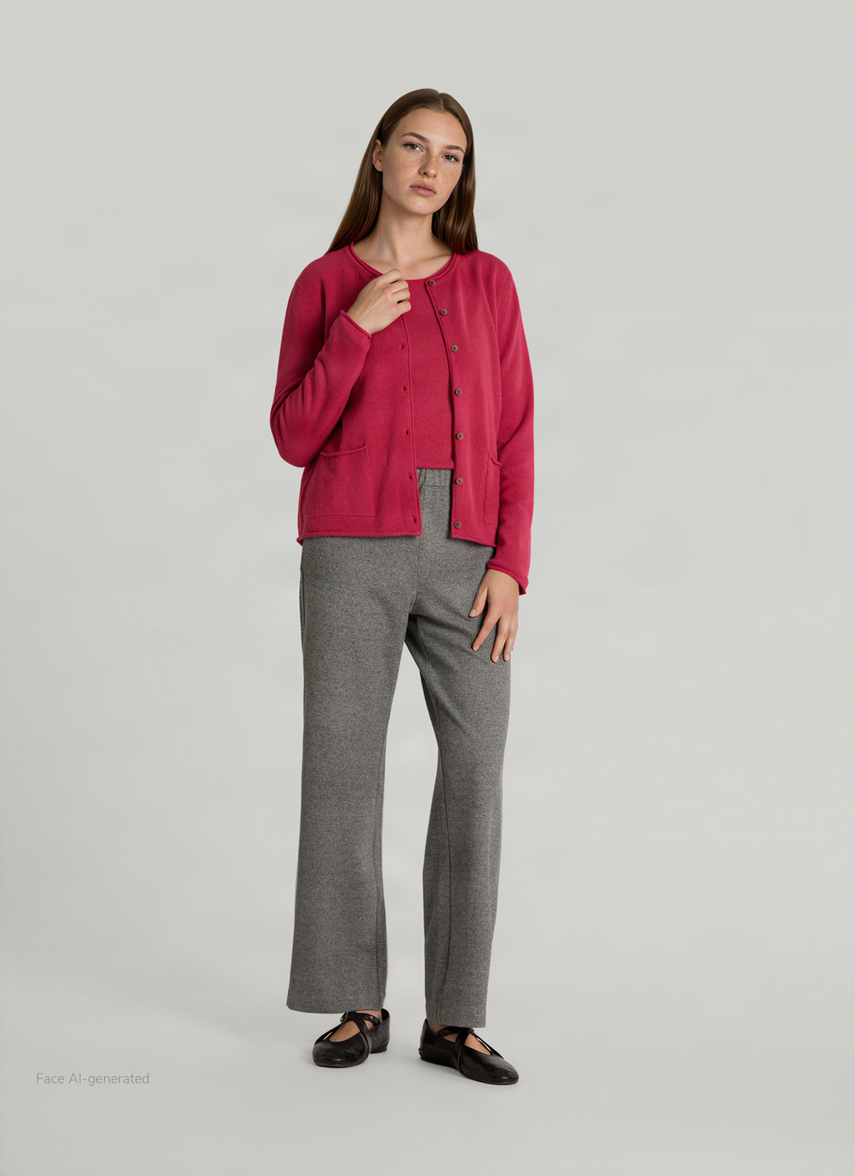 Strickjacke 1/1 Arm, Peony Red Detailansicht 2