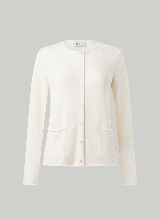 Strickjacke 1/1 Arm New White Frontansicht