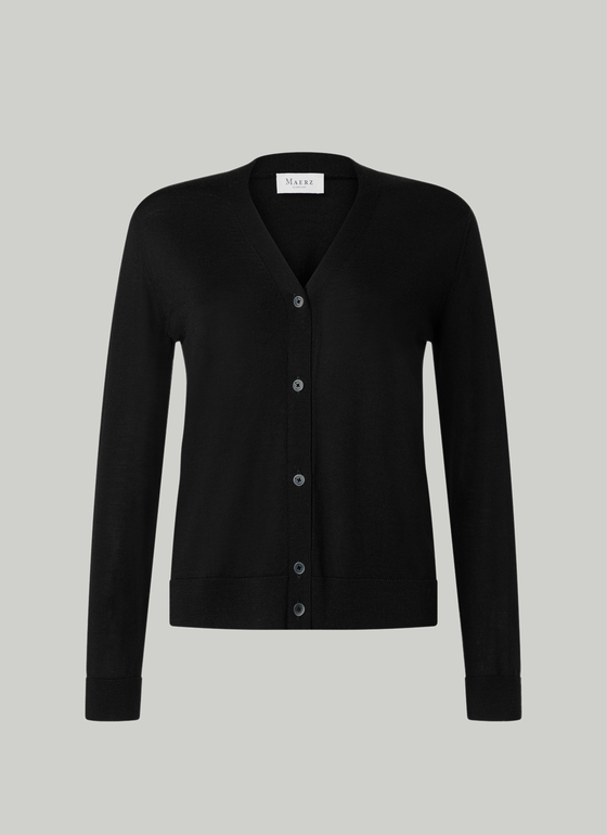 Strickjacke 1/1 Arm Black Frontansicht