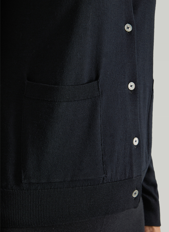 Strickjacke Knopf 1/1 Arm Navy Frontansicht