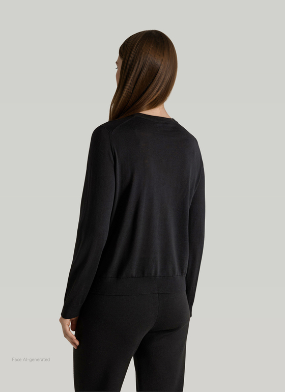 Strickjacke Knopf 1/1 Arm Black Frontansicht