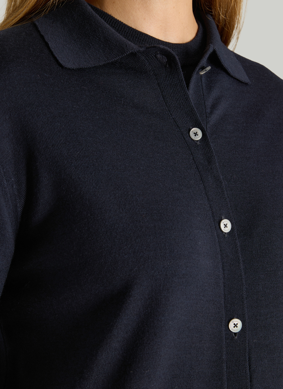 Strickjacke Knopf 1/1 Arm, Navy Detailansicht 1