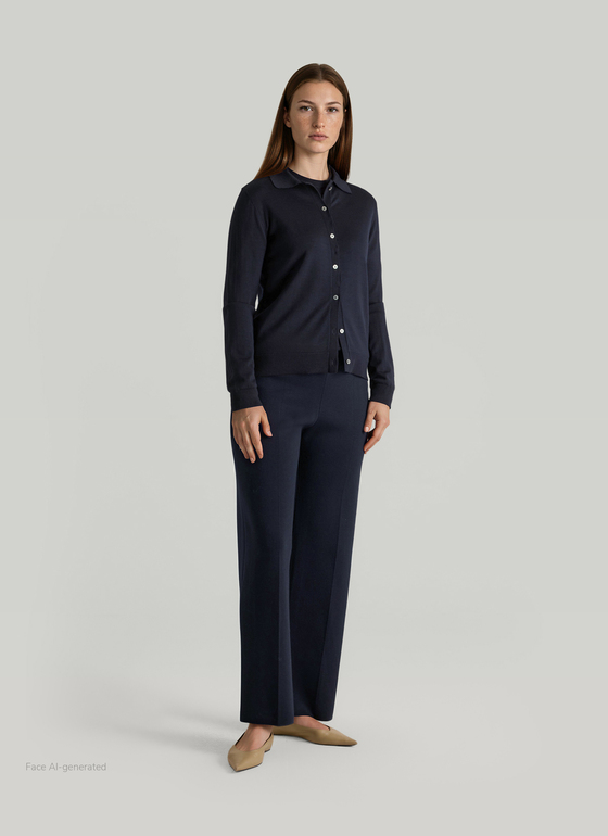 Strickjacke Knopf 1/1 Arm Navy Frontansicht
