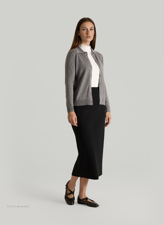 Strickjacke Knopf 1/1 Arm Shark Skin Frontansicht