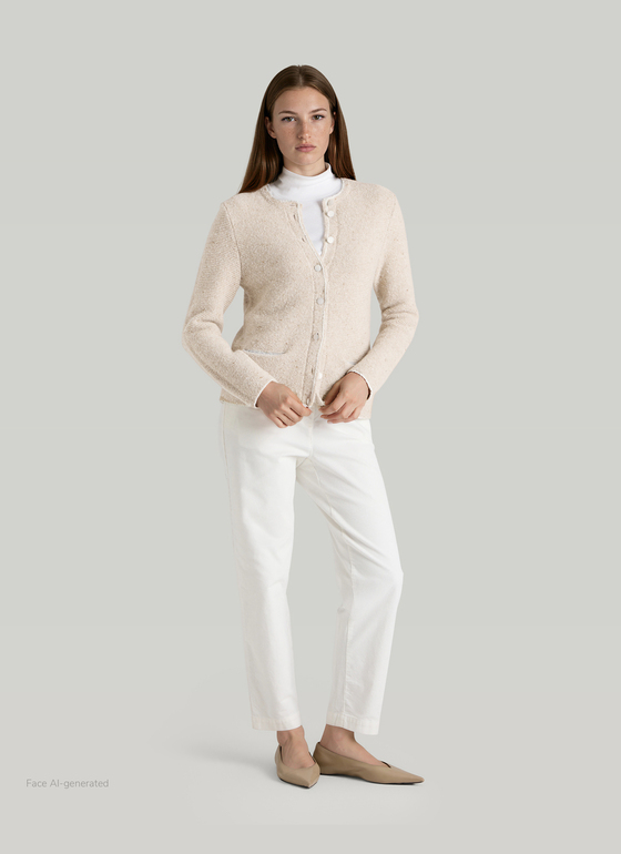 Strickjacke 1/1 Arm Frosted Dune Frontansicht