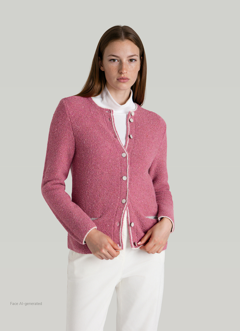StrickjackePeony Red Frontansicht