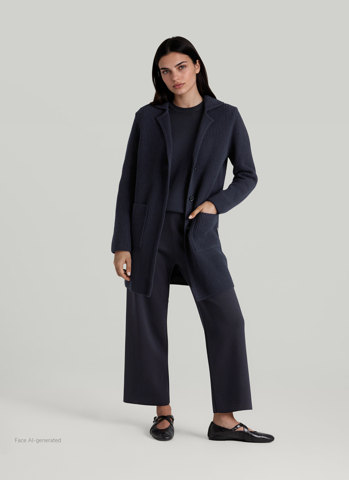 Strickjacke 1/1 Arm, Navy Detailansicht 2