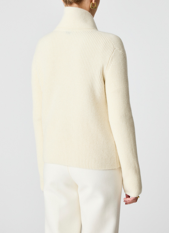 Strickjacke 1/1 Arm New White Frontansicht