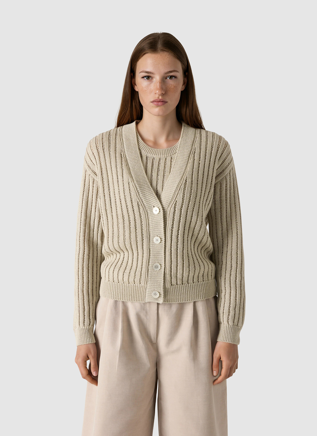 Strick Cardigan 1/1 Arm, Beach Detailansicht 2