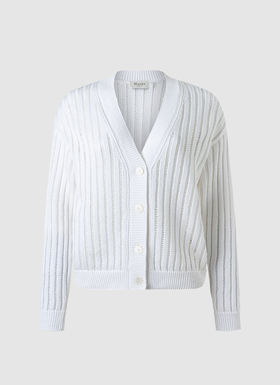 Strick Cardigan 1/1 Arm Pure White Frontansicht