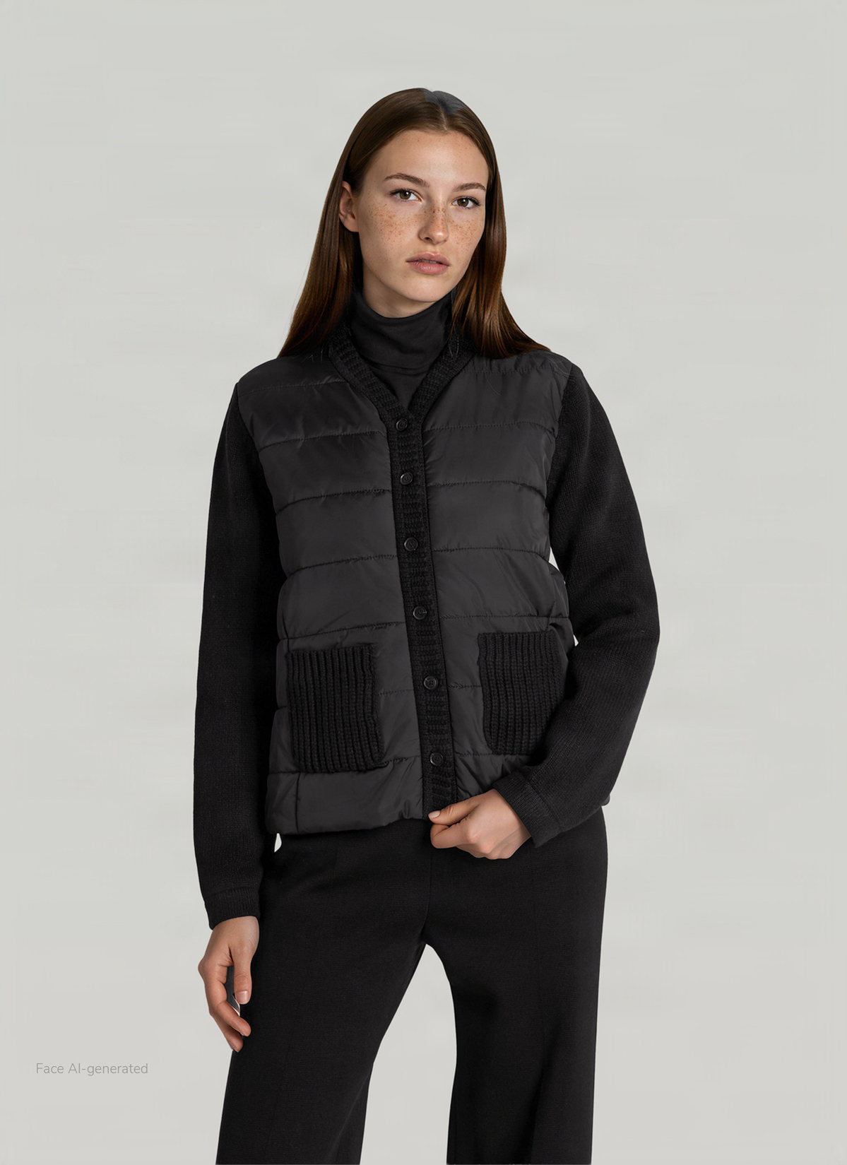 Strickjacke 1/1 Arm, Black Detailansicht 2