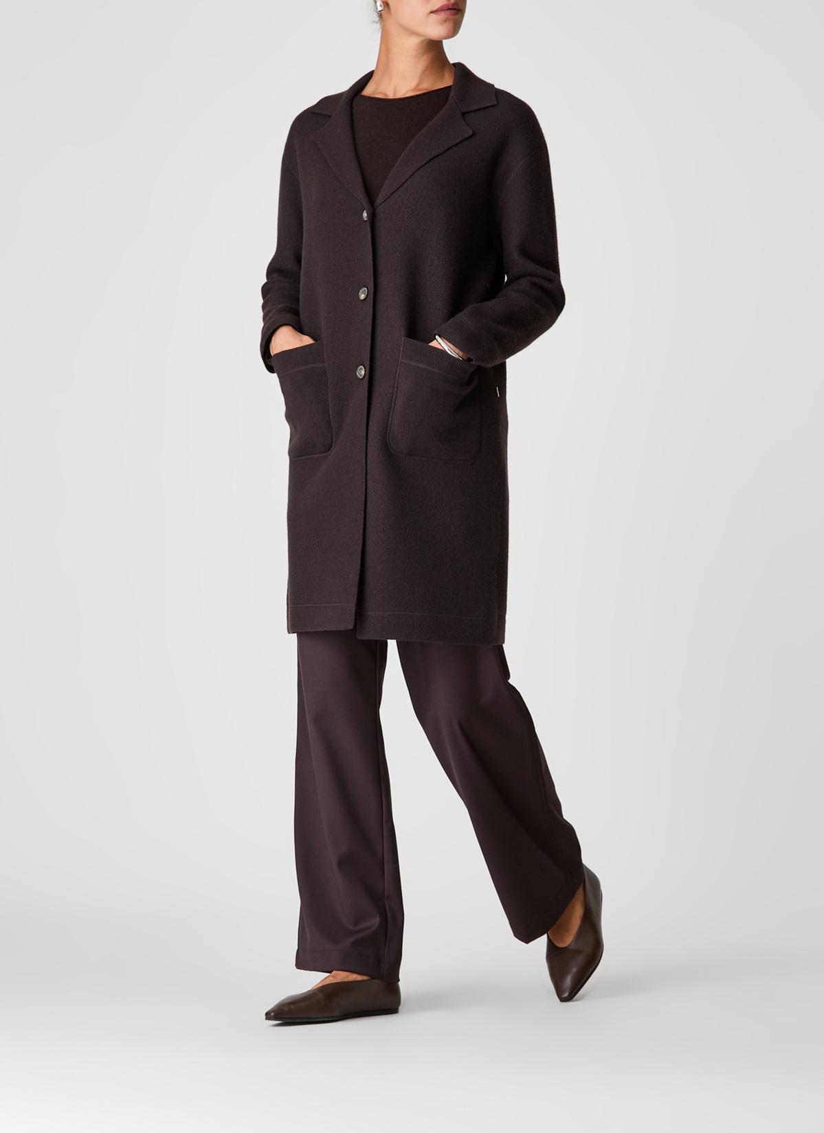 Strick Mantel, Dark Espresso Detailansicht 2