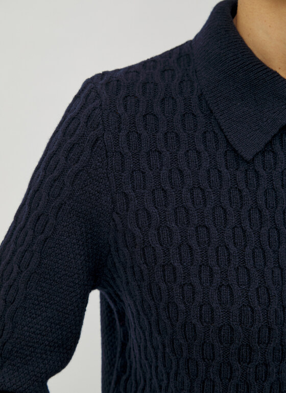 Strickjacke Knopf 1/1 Arm Navy Frontansicht