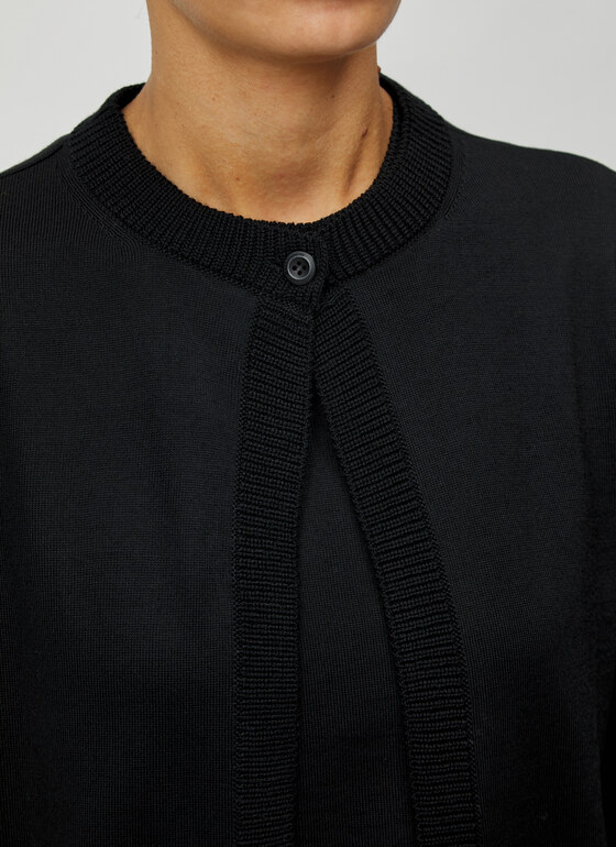 Strickjacke Knopf 1/1 Arm Black Frontansicht