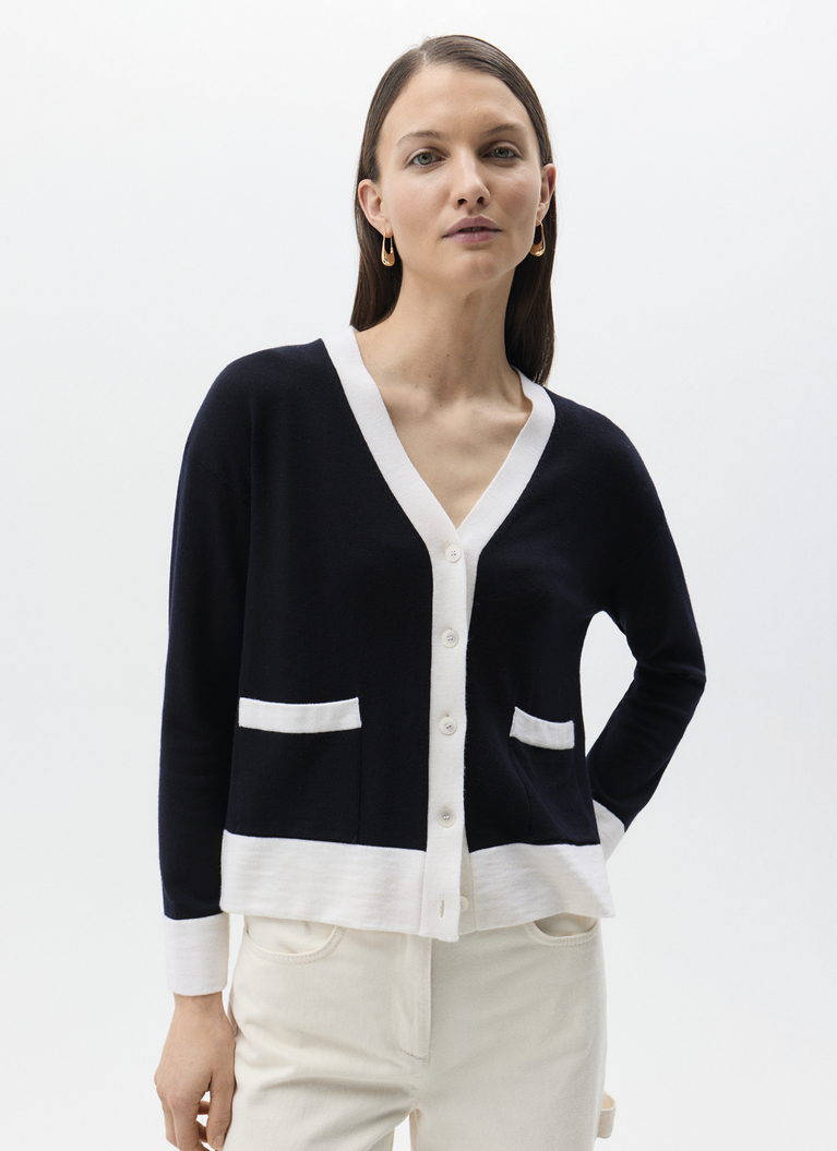 Strick Cardigan 1/1 Arm, Navy Detailansicht 2