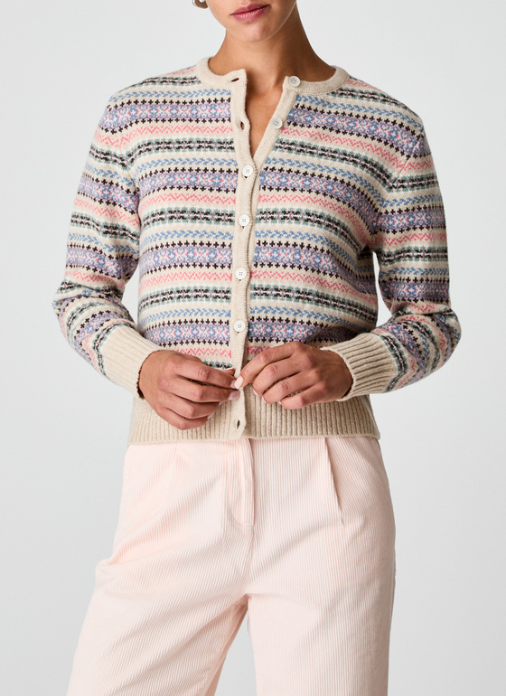Strickjacke Knopf 1/1 Arm Pearl Frontansicht