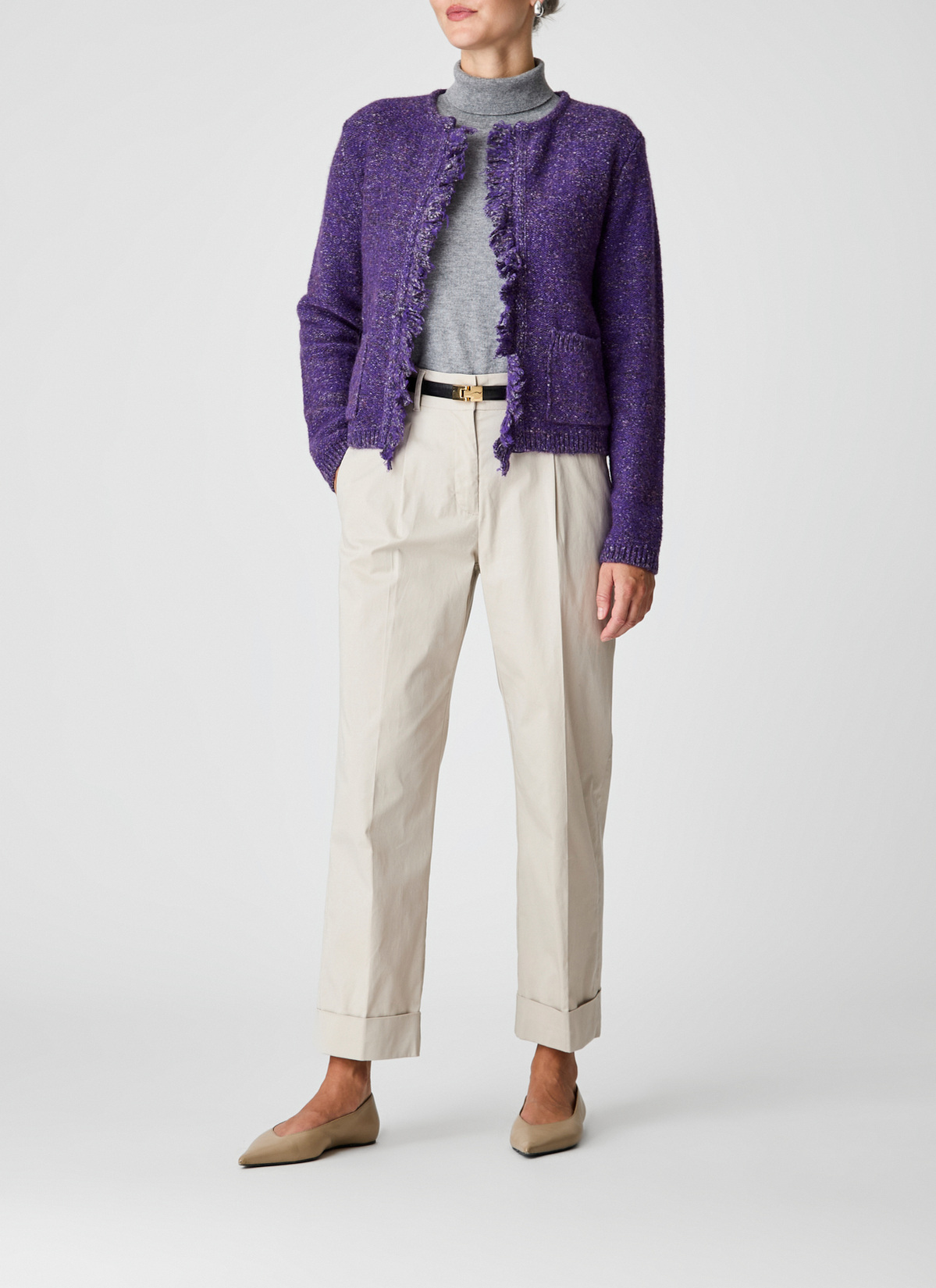 Strickjacke 1/1 Arm, Mythical Violet Frontansicht