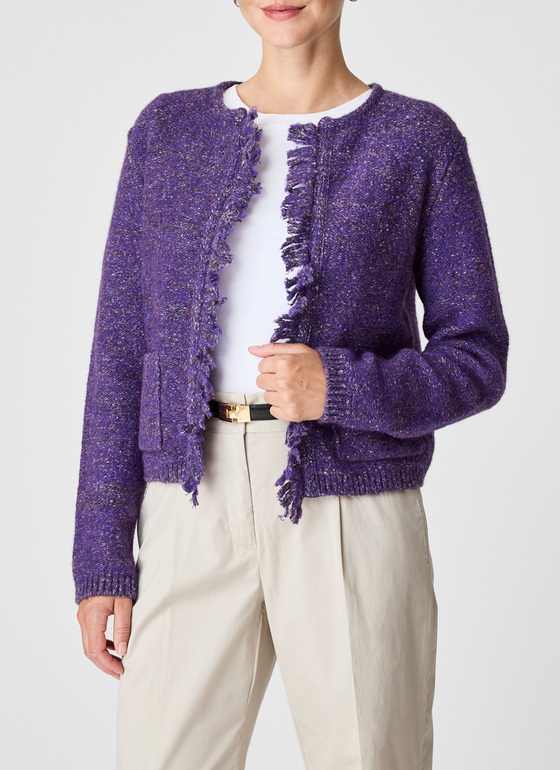 Strickjacke 1/1 Arm Mythical Violet Frontansicht