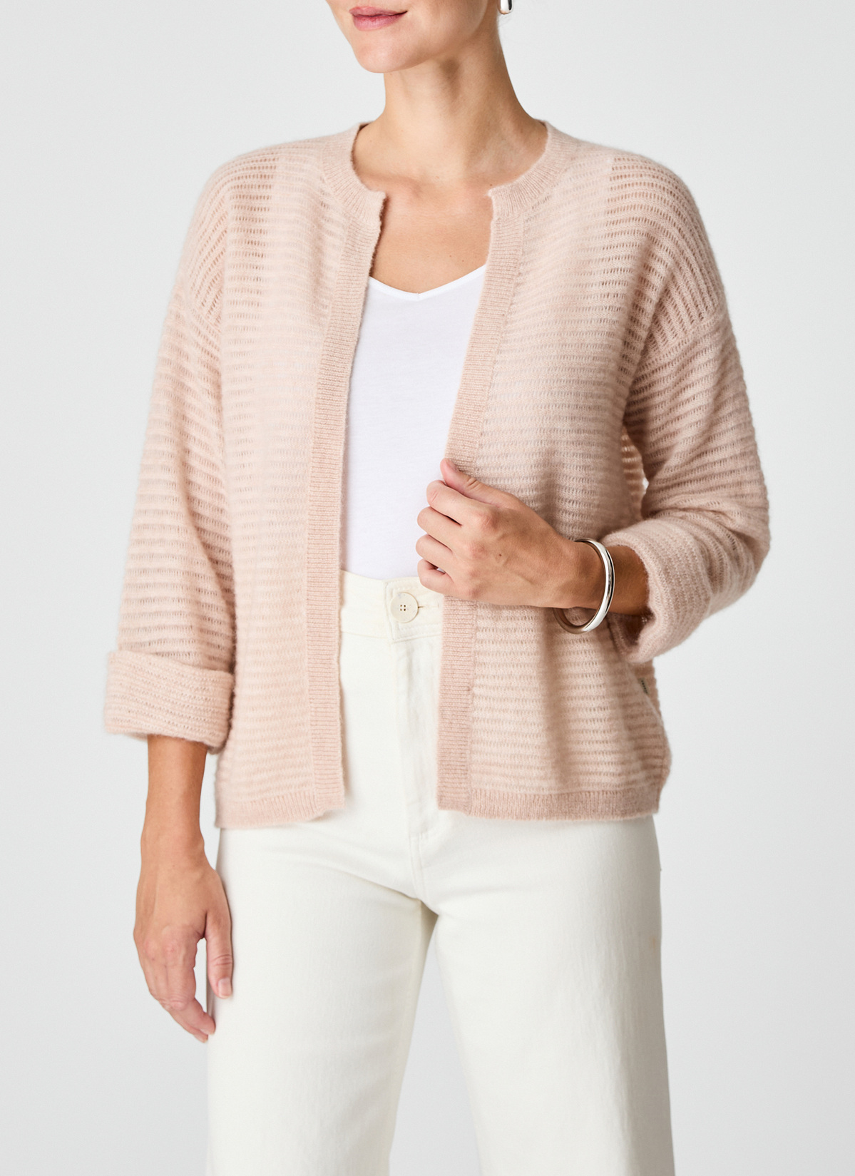 Strickjacke 1/1 Arm, Pastel Peach Frontansicht
