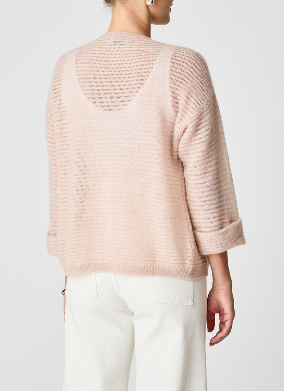 Strickjacke 1/1 Arm Pastel Peach Frontansicht